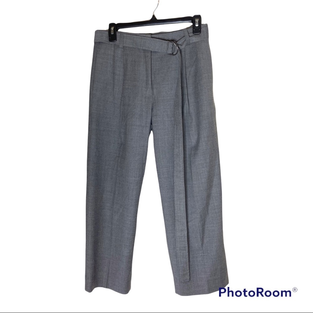 J Crew Gray Pants With Belt Cropped High Waist Size 2